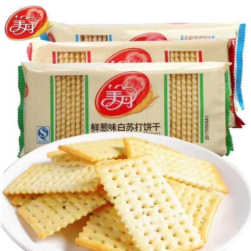 美丹苏打饼干大包248g香葱咸味低无蔗糖精脂梳打饼干早餐整箱