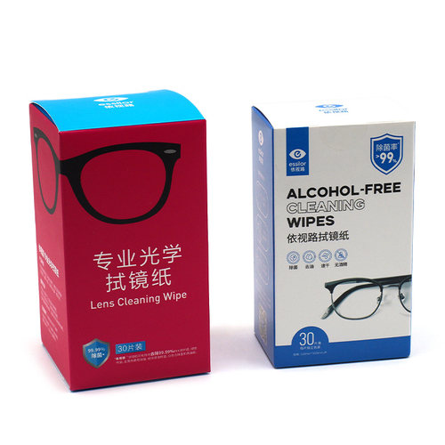 Essilor/依视路无酒精擦镜纸一次性镜片镜头消毒清洁擦拭湿巾30片