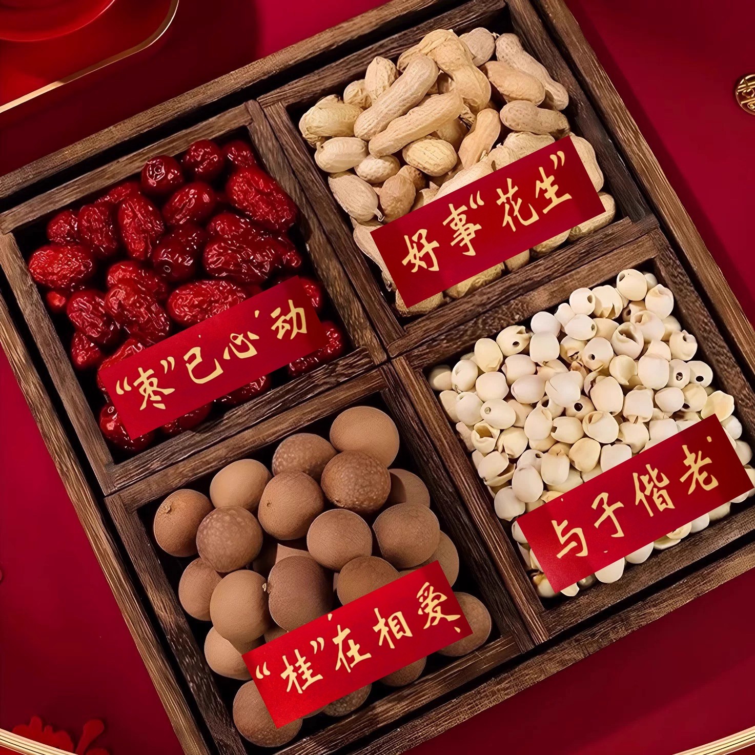 订婚摆件早生贵子干果包组合红枣花生桂圆莲子干果盒结婚布置摆盘,节庆用品/礼品,婚房装扮用品,淘宝优惠券,粉丝福利购,淘宝优惠卷