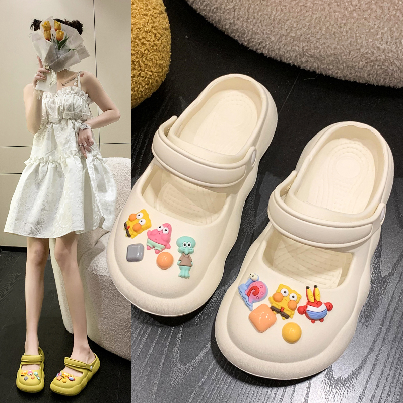 海绵宝宝可爱踩屎感洞洞鞋女