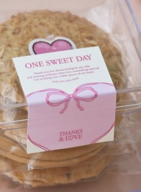 80枚 情人节长方形thanks and love礼品封口贴礼盒包装装饰贴纸