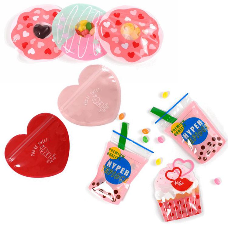 10枚奶茶甜甜心形造型糖果袋