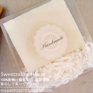200枚价韩国官网同款烫金HANDMADE透明白蕾丝礼品封口贴/装饰贴纸