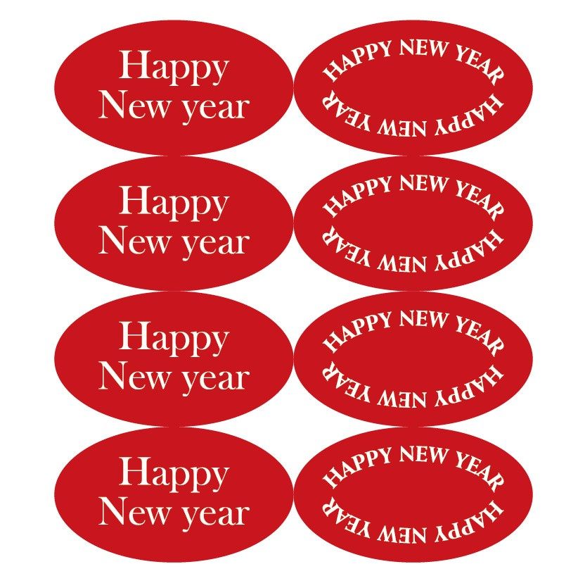 160枚 HAPPY NEW YEAR红色新年氛围感椭圆贴纸礼物盒包装装饰贴纸,文具电教/文化用品/商务用品,贴纸/立体贴纸,淘宝优惠券,粉丝福利购,淘宝优惠卷