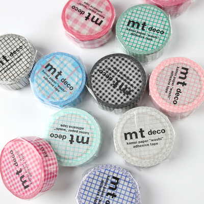 日本MT手账胶带DECO方眼格子草莓薄荷经典基础款多款和纸胶带整卷