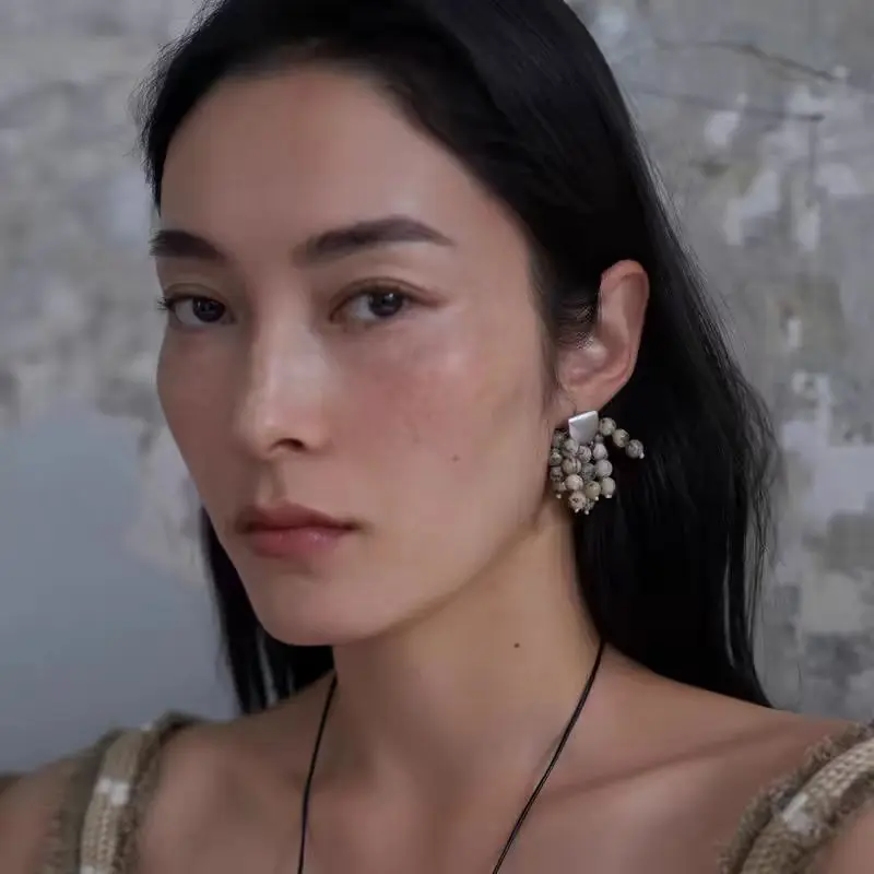 Daccord澳洲斑马石天然菩提石流苏串珠耳环耳坠个性复古百搭项链