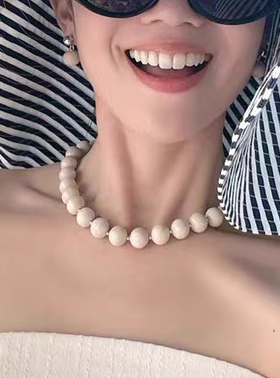 天然白化石项链小众设计感气质手工复古新款锁骨链女款不掉色