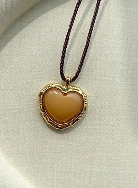 夏季欧美小众心形复古时尚拼接天然石贝母项链锁骨链毛衣链女