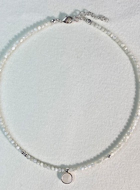 小众设计夏季小清新风简约铜镀金贝壳女式吊坠水晶项链女清凉一夏