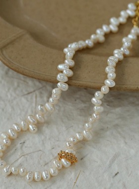 简约百搭错落珍珠项链女ins通勤小众淡水珍珠锁骨链潮流颈链