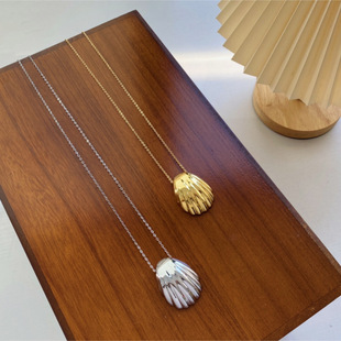 妮子欧尼同款贝壳项链小众设计ethos长款T恤链韩系扇贝吊坠毛衣链