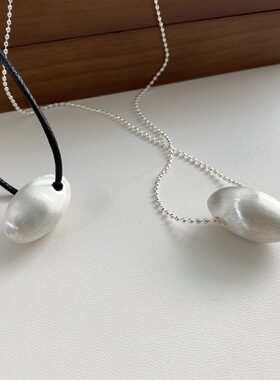 韩国小众立体水滴拉丝椭圆吊坠项链简约百搭长款毛衣链