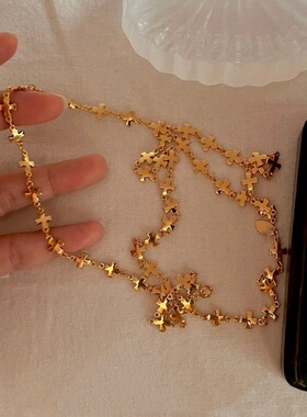 elisetskis同款手工十字架项链女小众设计高级感秋冬百搭长毛衣链