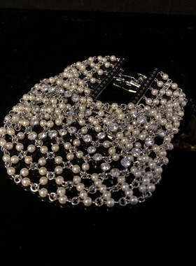 复古风琉璃珍珠镂空链条手工串珠编织气质时尚百搭首饰手链饰品