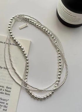 ins韩国东大门小众银色渐变大小球项链手链轻奢气质叠搭锁骨链女