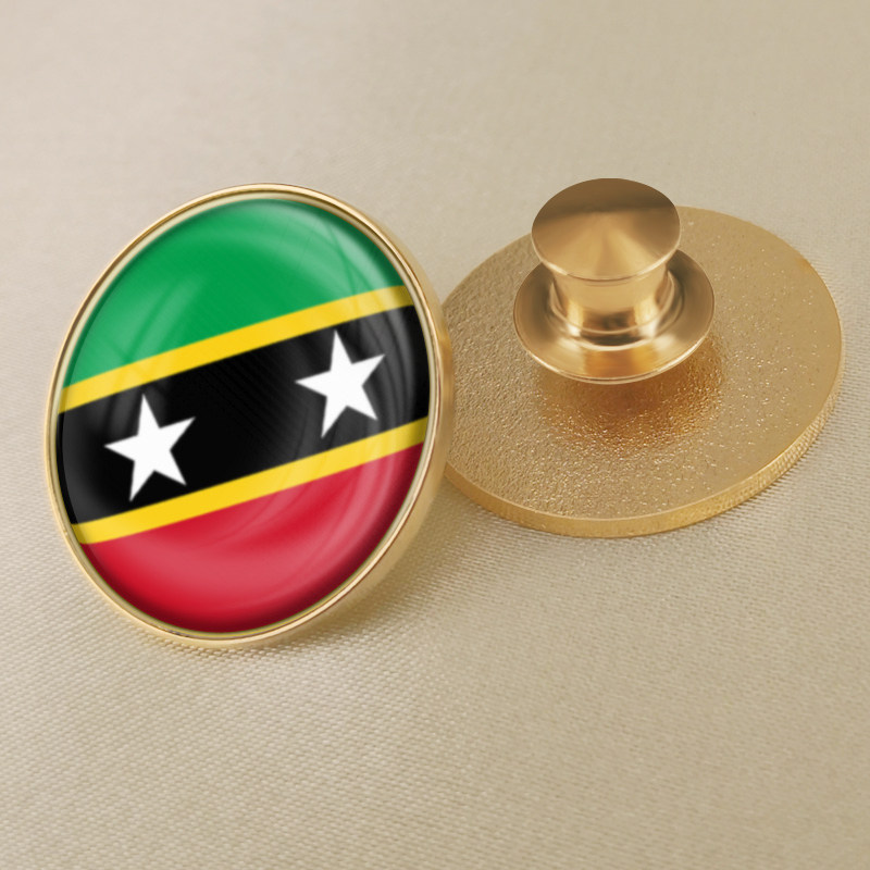 圣基茨和尼维斯国旗徽章定制世界各国旗帜胸章襟章水晶滴胶胸针