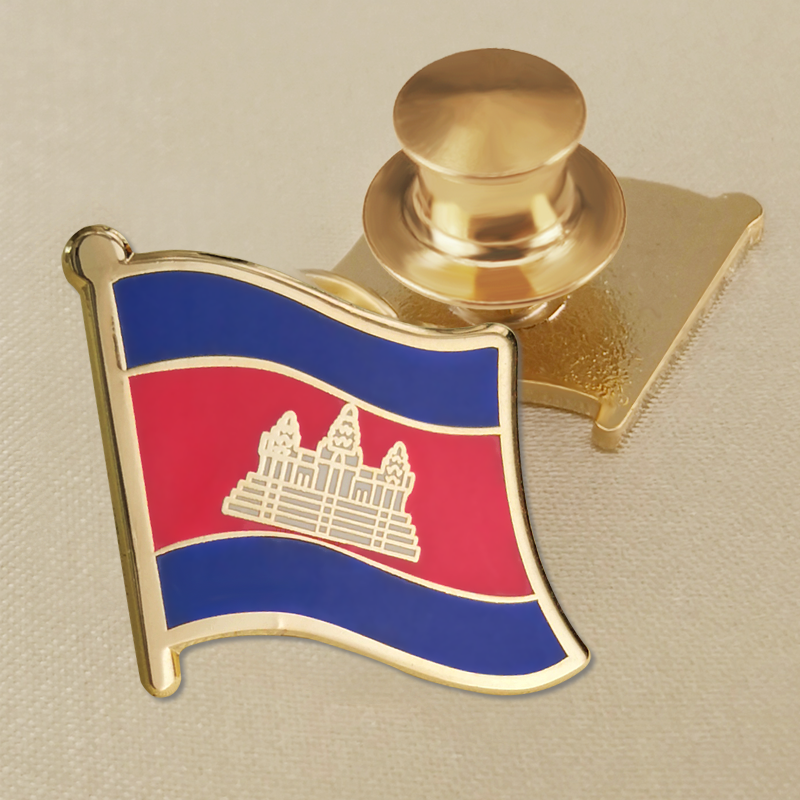珐琅工艺柬埔寨国旗胸章世界各国旗帜商务徽章襟章精美配饰