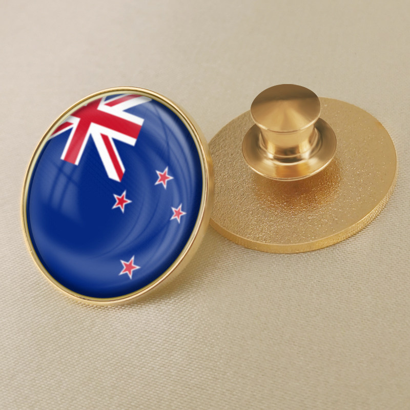 圆形新西兰国旗徽章定制世界各国旗帜胸章襟章水晶滴胶胸针