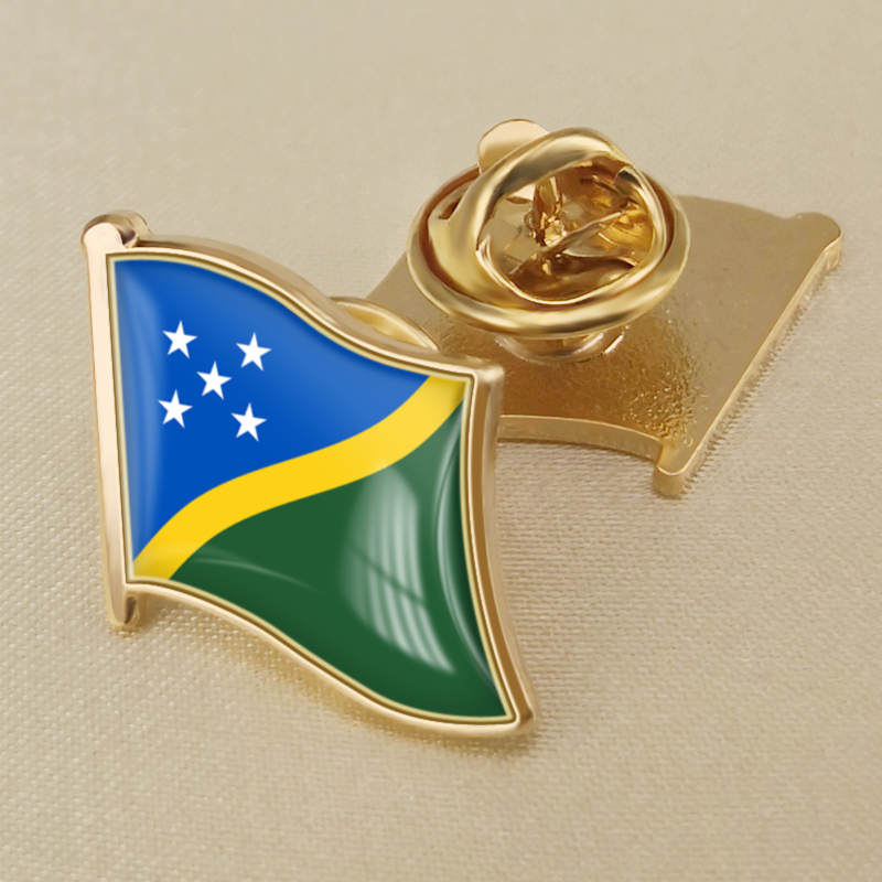 所罗门群岛国旗徽章世界各国旗帜胸章领徽金属襟章蝴蝶扣镀金胸针