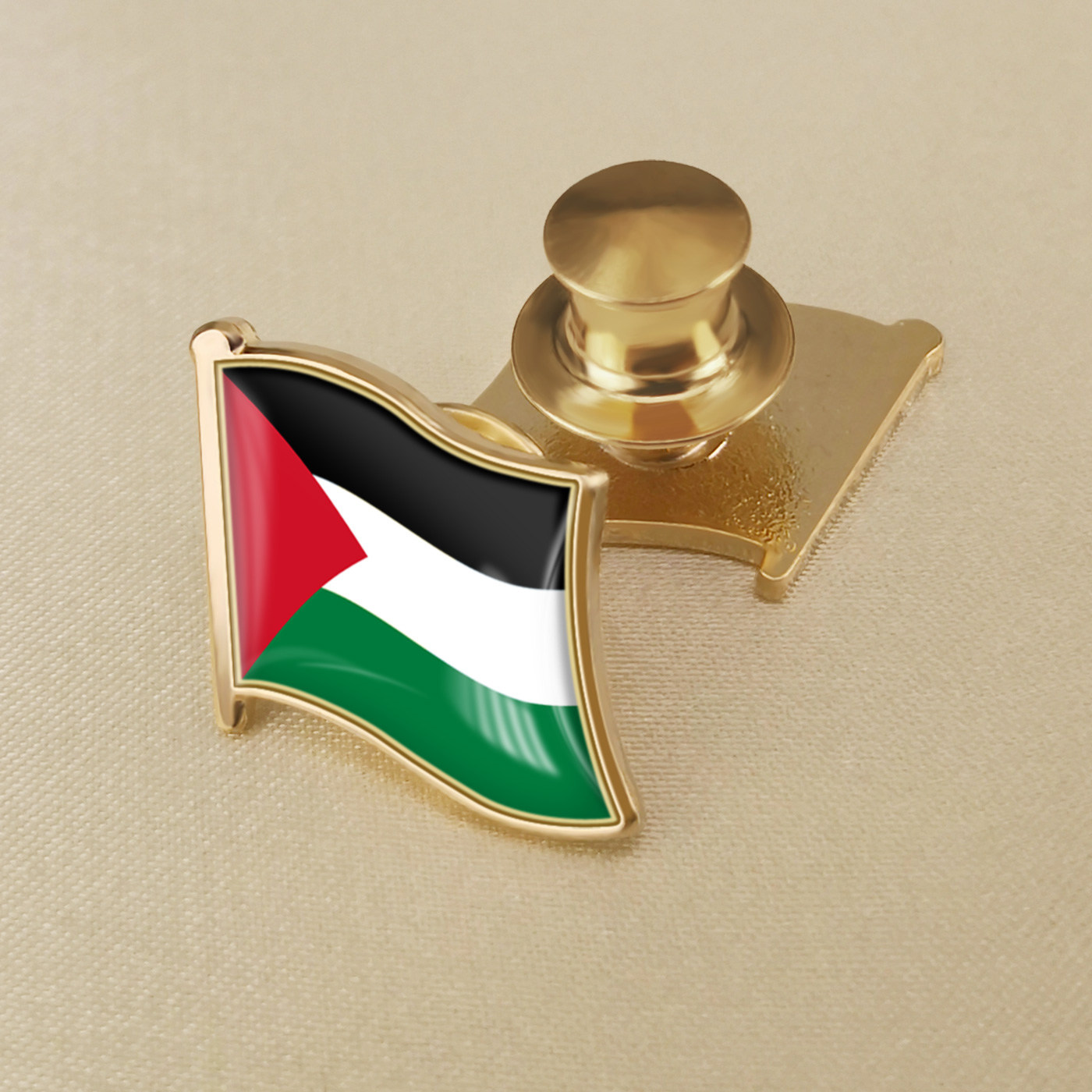巴勒斯坦国旗徽章镀金胸针
