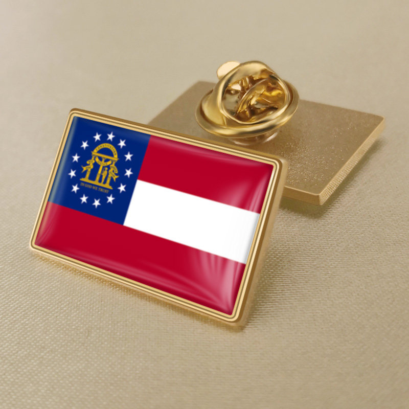 长方形佐治亚州旗帜徽章世界各国国旗胸章配饰胸针西服领针襟章