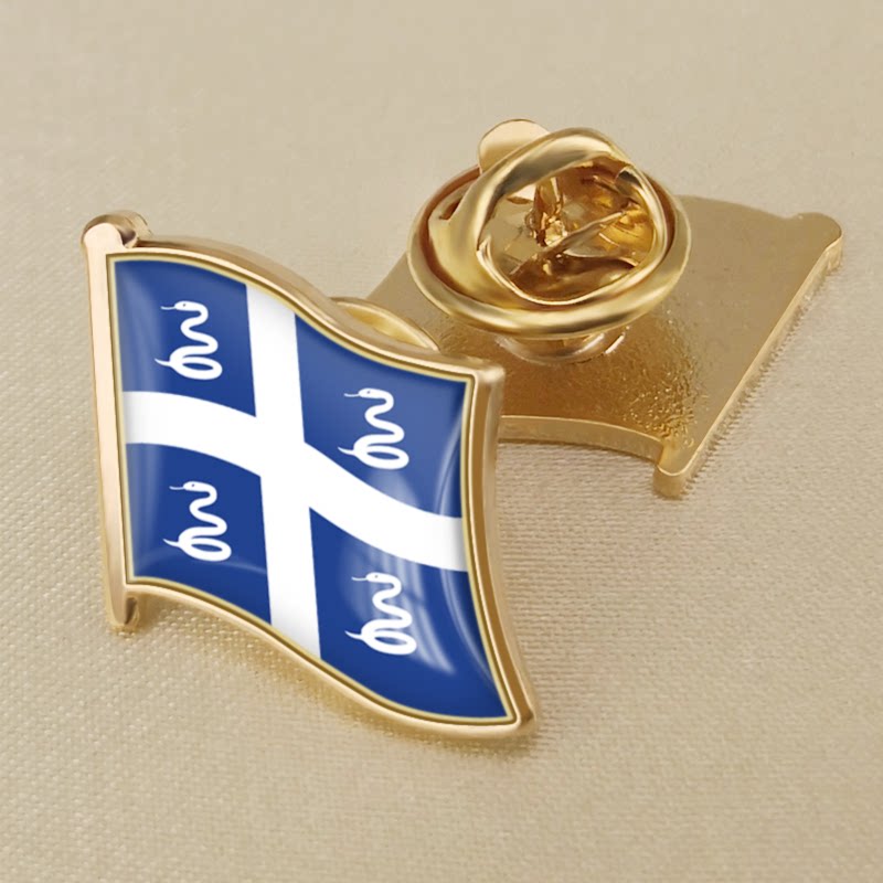 马提尼克岛国旗徽章世界各国旗帜胸章领徽金属襟章蝴蝶扣镀金胸针