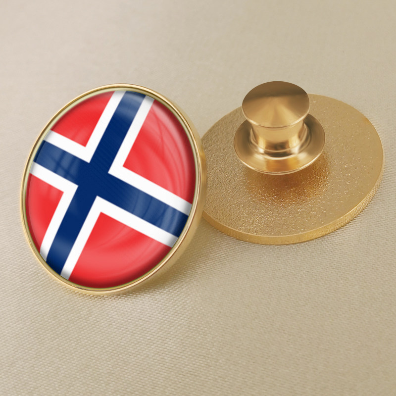 圆形挪威国旗徽章定制布韦岛旗帜胸章襟章水晶滴胶胸针