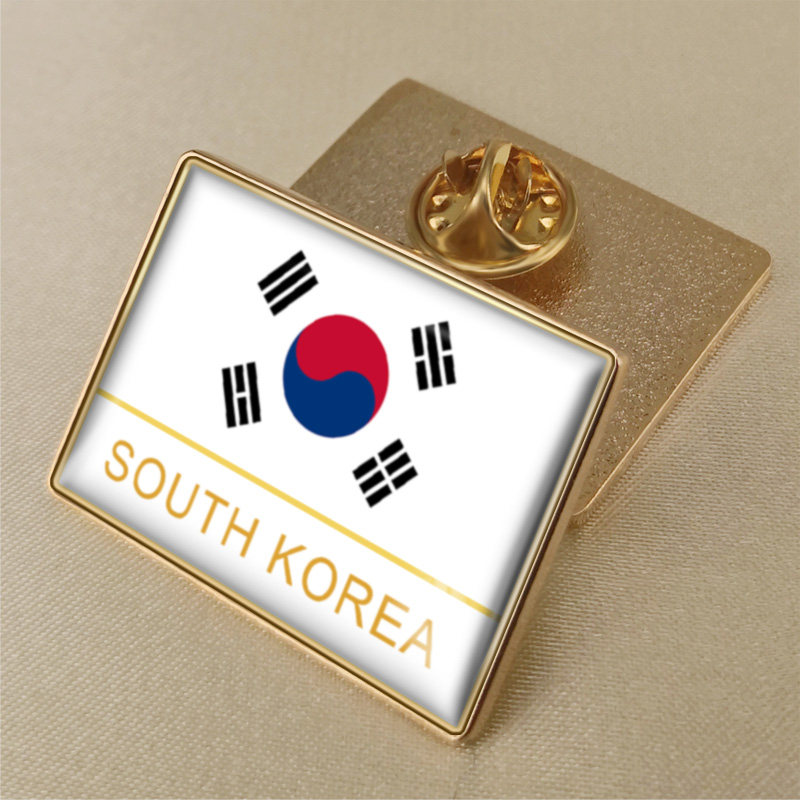 长方形语言国旗徽章订制 韩国旗旗帜/锦旗