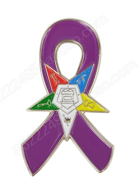 癌意丝带徽章 Eastern Star 东方新徽章 浅紫色丝带徽章 襟章定做