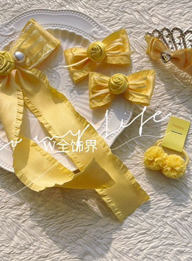 儿童玫瑰黄色贝尔公主洛丽塔配饰可爱甜美公主蝴蝶结气质发卡发夹