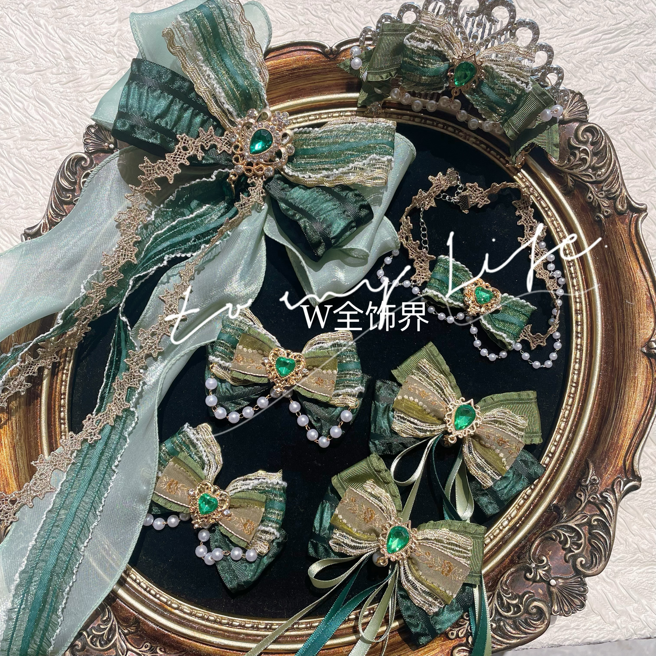 儿童发饰新款安娜公主绿色蝴蝶结发夹洛丽塔配饰六一儿童节礼物