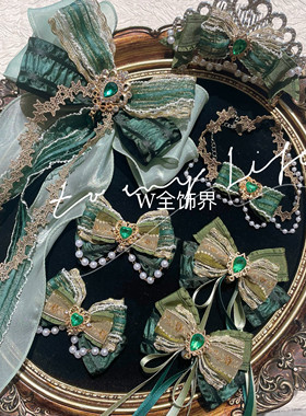 儿童发饰新款安娜公主绿色蝴蝶结发夹洛丽塔配饰六一儿童节礼物