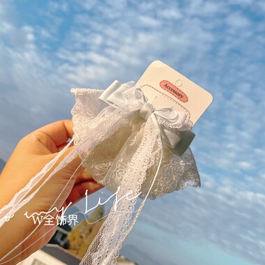 新款蕾丝蝴蝶结飘带发夹女高级感发卡刘海碎发侧边夹发饰