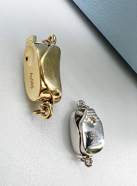 14K金珍珠扣元宝扣手链扣Au585K金插扣插棒扣翡翠圆珠适合3-10mm