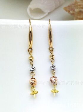 18k金配件 珍珠耳钩配件 车花珠耳钩 刀花珠 耳环 彩金耳钩