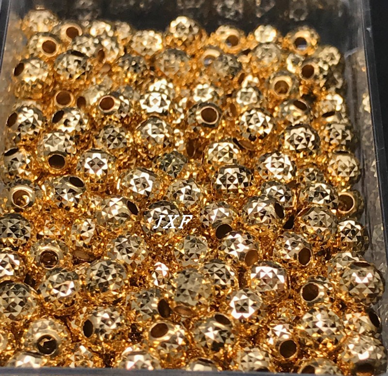 厚金18K金车花珠 小金豆隔珠散珠 批花米字菠萝珠 穿孔珠耐压
