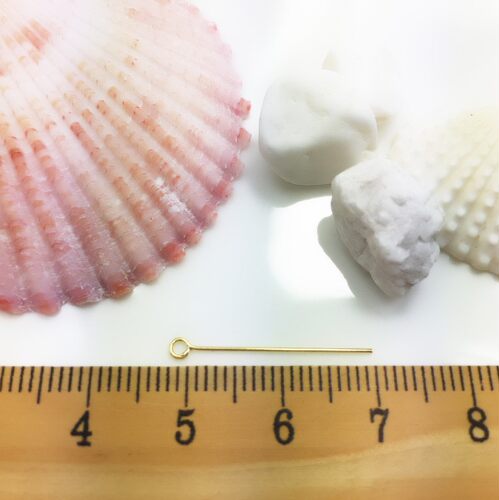 纯18K金9字针 DIY饰品T针 2cm长针 穿心针 封口针 全孔珍珠托配件