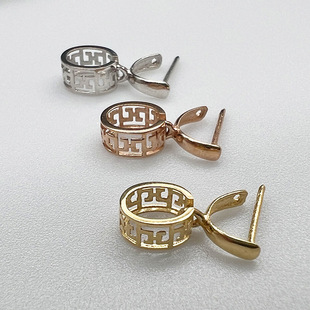 纯18K金扣头加厚夹扣K金瓜子扣玉石吊坠扣如意叶子翡翠扣厚金大号