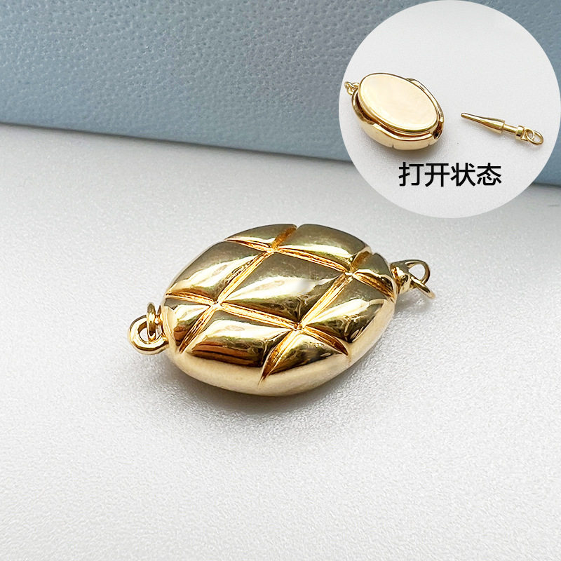 大号18K金珍珠扣无宝扣手链扣K金插扣插棒扣翡翠圆珠链扣适合6-12