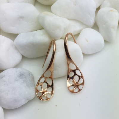 18K金珍珠耳钩高跟鞋耳环空托耳钉白黄玫瑰金澳白珠高跟鞋厚金薄