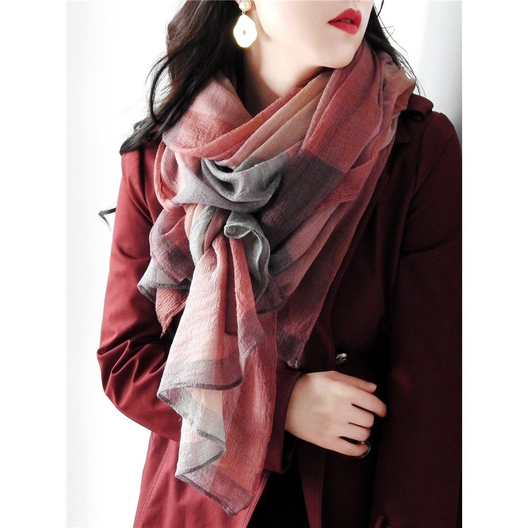 好看到尖叫的配色！栗子红薄款褶皱蓬松柔软包边纯羊毛围巾女秋冬,服饰配件/皮带/帽子/围巾,围巾/丝巾/披肩,淘宝优惠券,粉丝福利购,淘宝优惠卷