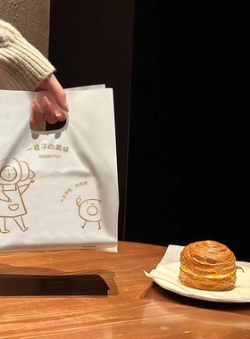 面包店手提塑料袋蛋糕烘焙包装袋甜品西点打包袋点心零食打包袋子