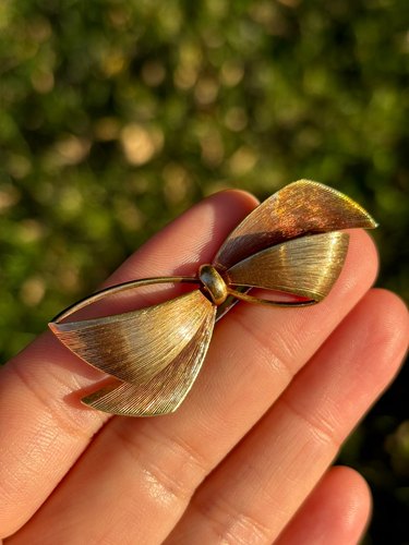 复古Tf家14K金蝴蝶结胸针 不换