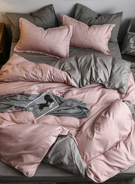 定制专用链接床上用品四件套床单水洗棉简约男士床笠被套北欧花卉