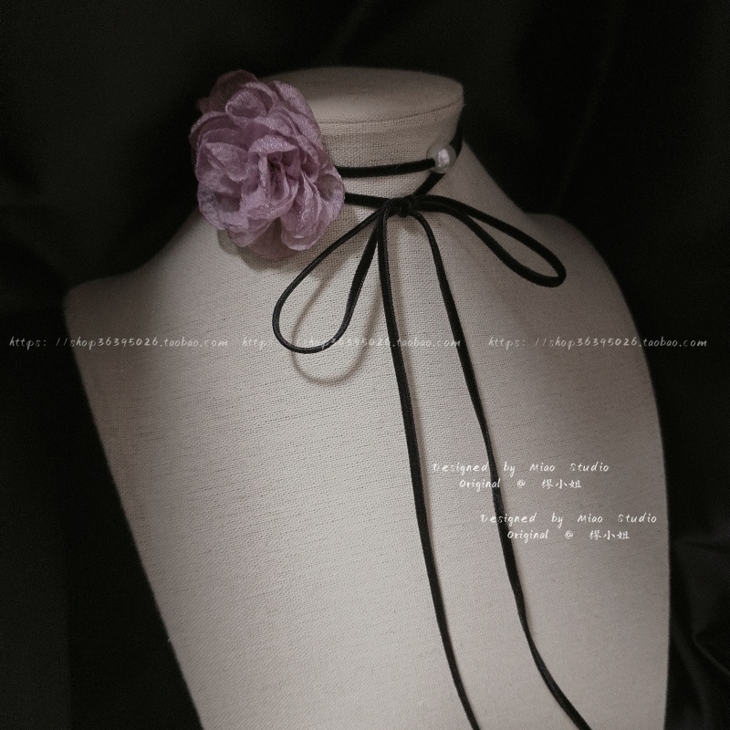 choker粉紫法式防过敏超仙锁骨链