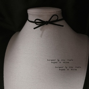 不褪色 黑色窄麂皮绒choker蝴蝶结甜酷辣妹粉锁骨链简约颈链项圈