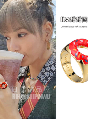 甜甜圈可爱戒指韩国度假少女指环女夸张气质小众lisa气质百搭潮仙