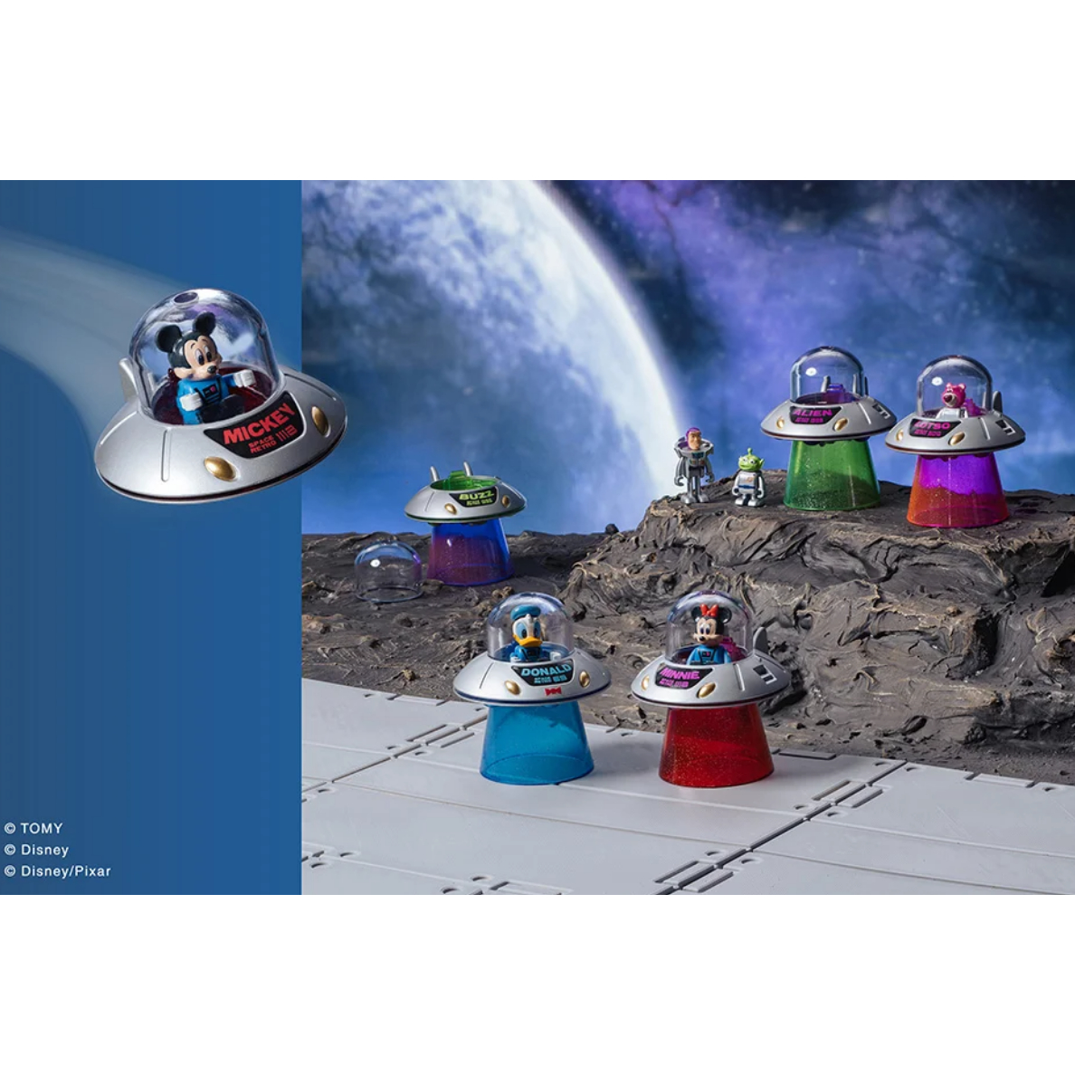 现货多美卡SPACE RETRO迪士尼角色Vol.2太空合金飞碟复古玩具车模