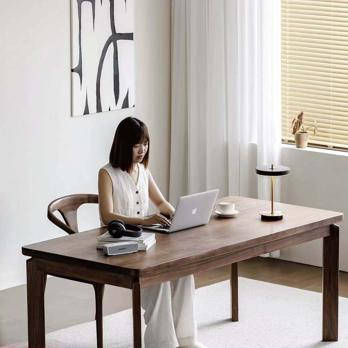 北美黑胡桃木大板桌家用卧室书桌餐厅餐桌写字桌北欧简约工作台,住宅家具,书桌,淘宝优惠券,粉丝福利购,淘宝优惠卷