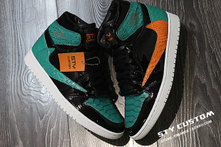 jordan air 绿漆皮倒钩 蟒蛇纹 STY 鸳鸯反钩 custom换皮客制
